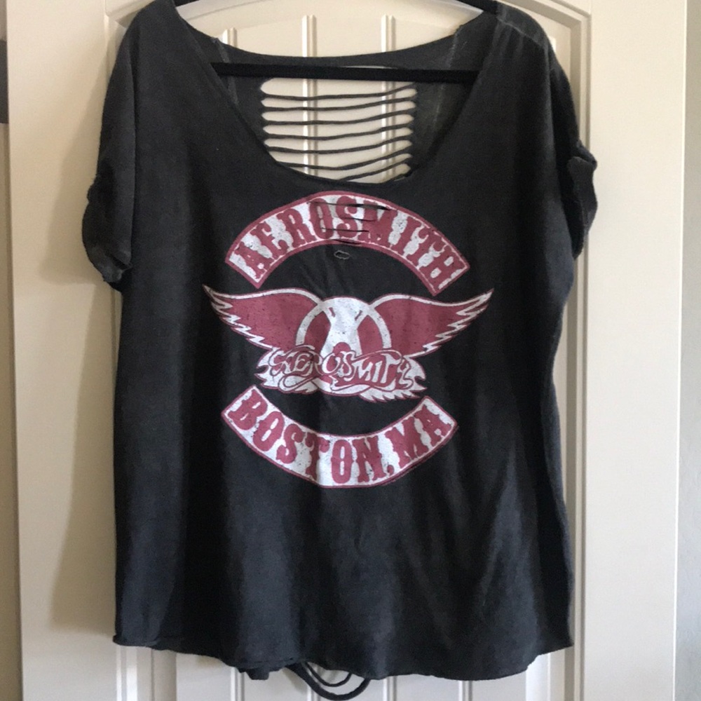 Aerosmith Boston MA shredded band tee